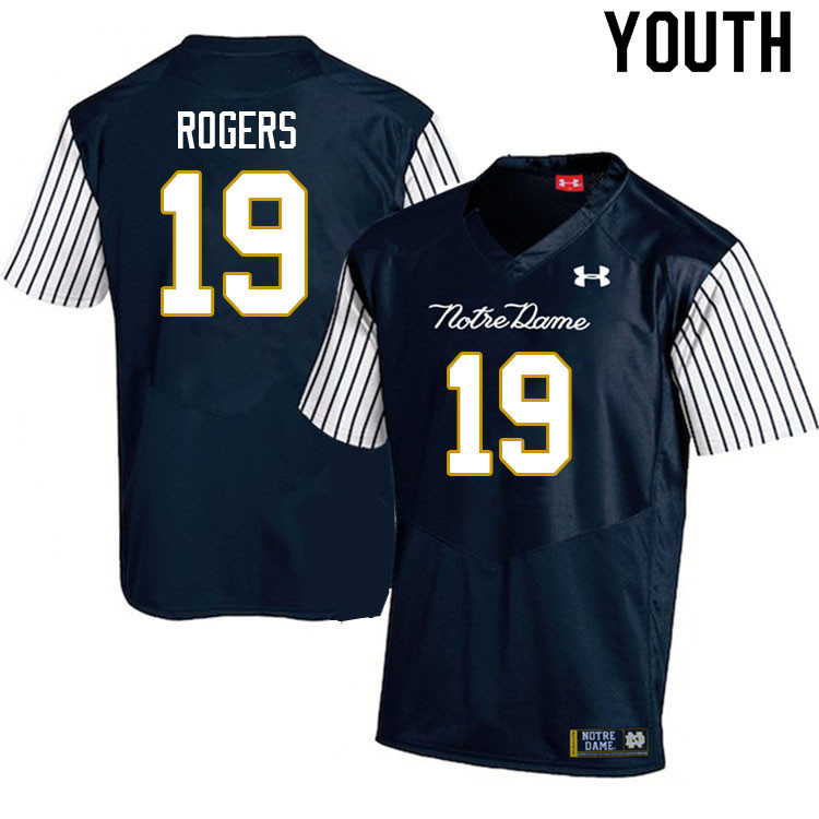 Youth #19 Moses Rogers Notre Dame Fighting Irish College Football Jerseys Sale-Alternate Navy
